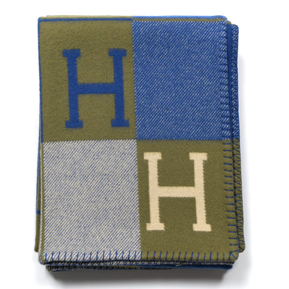Hermes Wool Cashmere Avalon III Throw Blanket Marine Kaki 1 of 3
