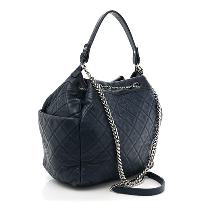 Chanel Lambskin Quilted CC Chain Drawstring Tote Blue 3 of 19