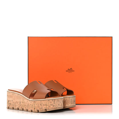 Hermes Calfskin Cork Eze 30 Sandals 37 Marron Glaise 9 of 9