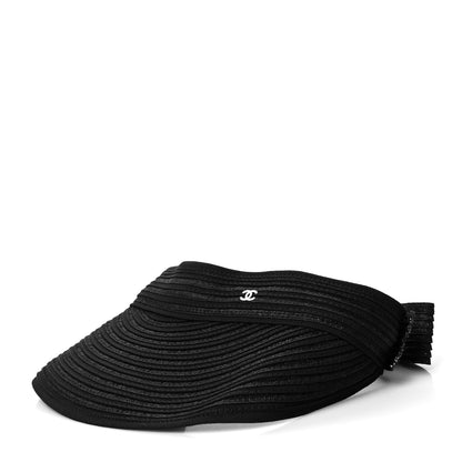 Chanel Straw Grosgrain CC Visor M Black 1 of 7