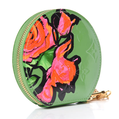 Louis Vuitton Vernis Roses Chapeau Coin Purse Vert Tonic 3 of 8