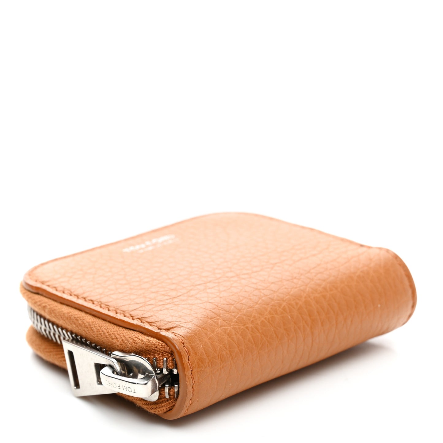 Calfskin Zip Coin Purse Brown