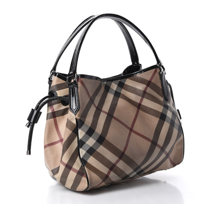 Burberry Patent Nova Check Small Bilmore Tote Black 3 of 20