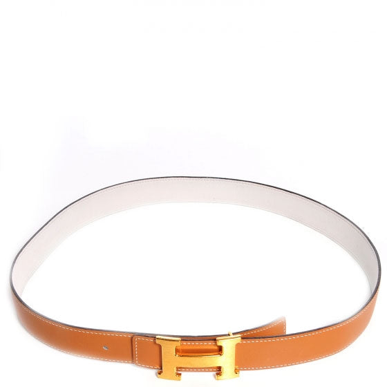 Hermes Chamonix Courchevel Reversible Polished Constance 32mm H Belt Gold Blanc 75 1 of 6