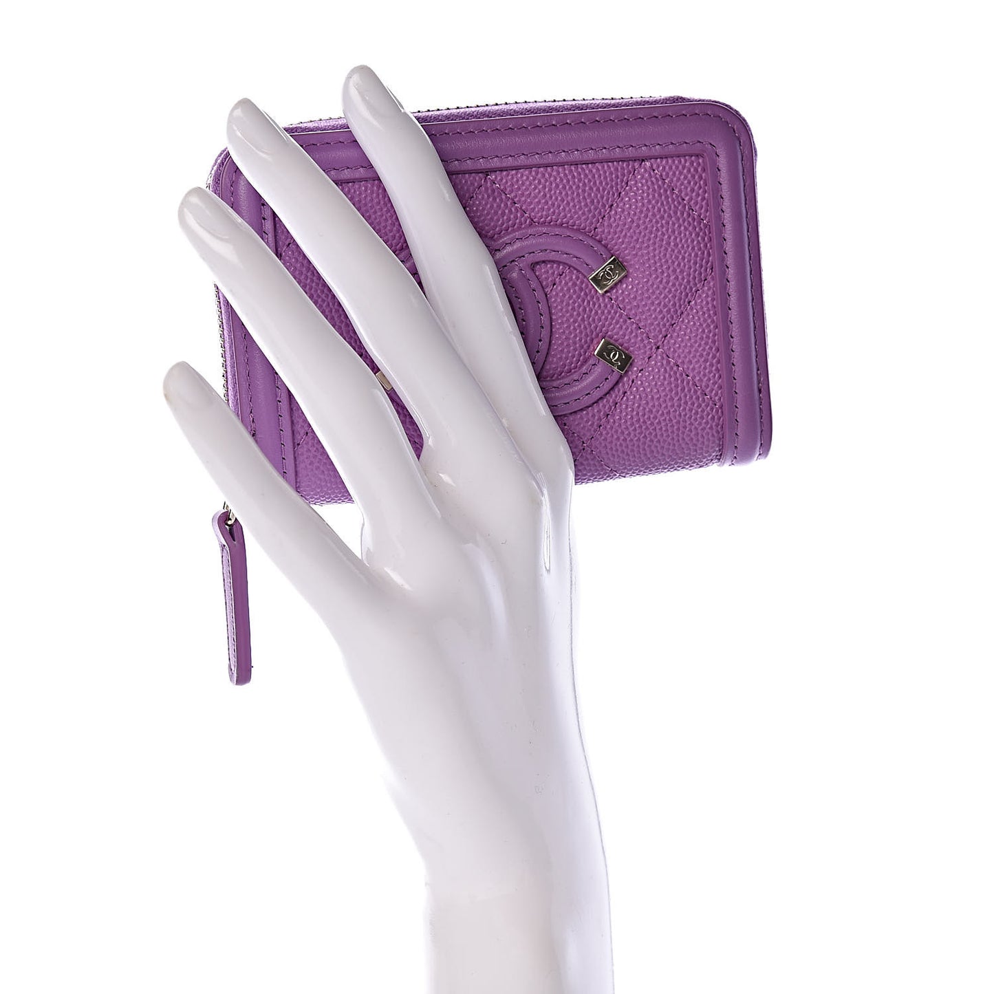 Caviar Quilted Filigree Coin Purse Purple
