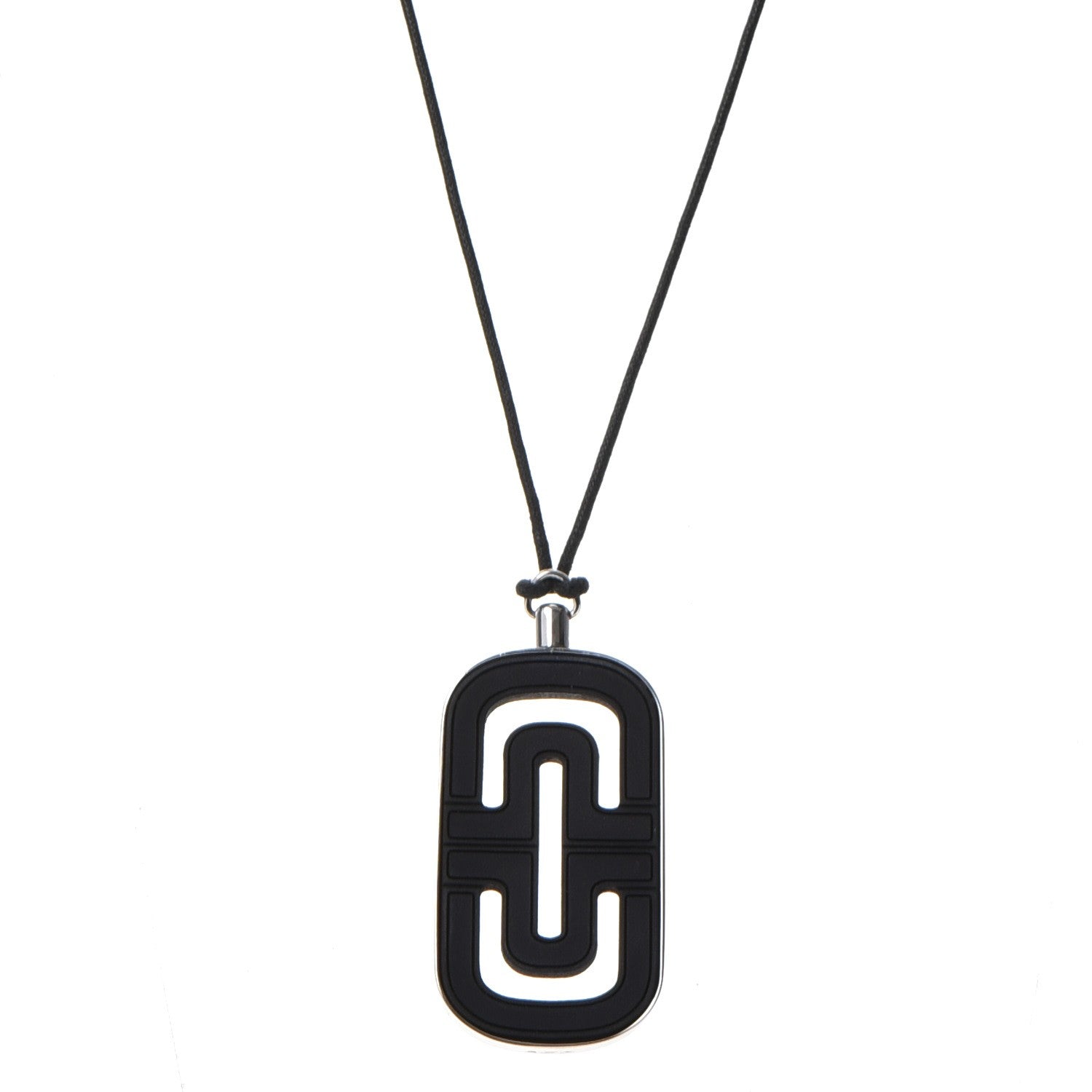 Bulgari Sterling Silver Resin Parentesi Pendant Necklace Black 1 of 8