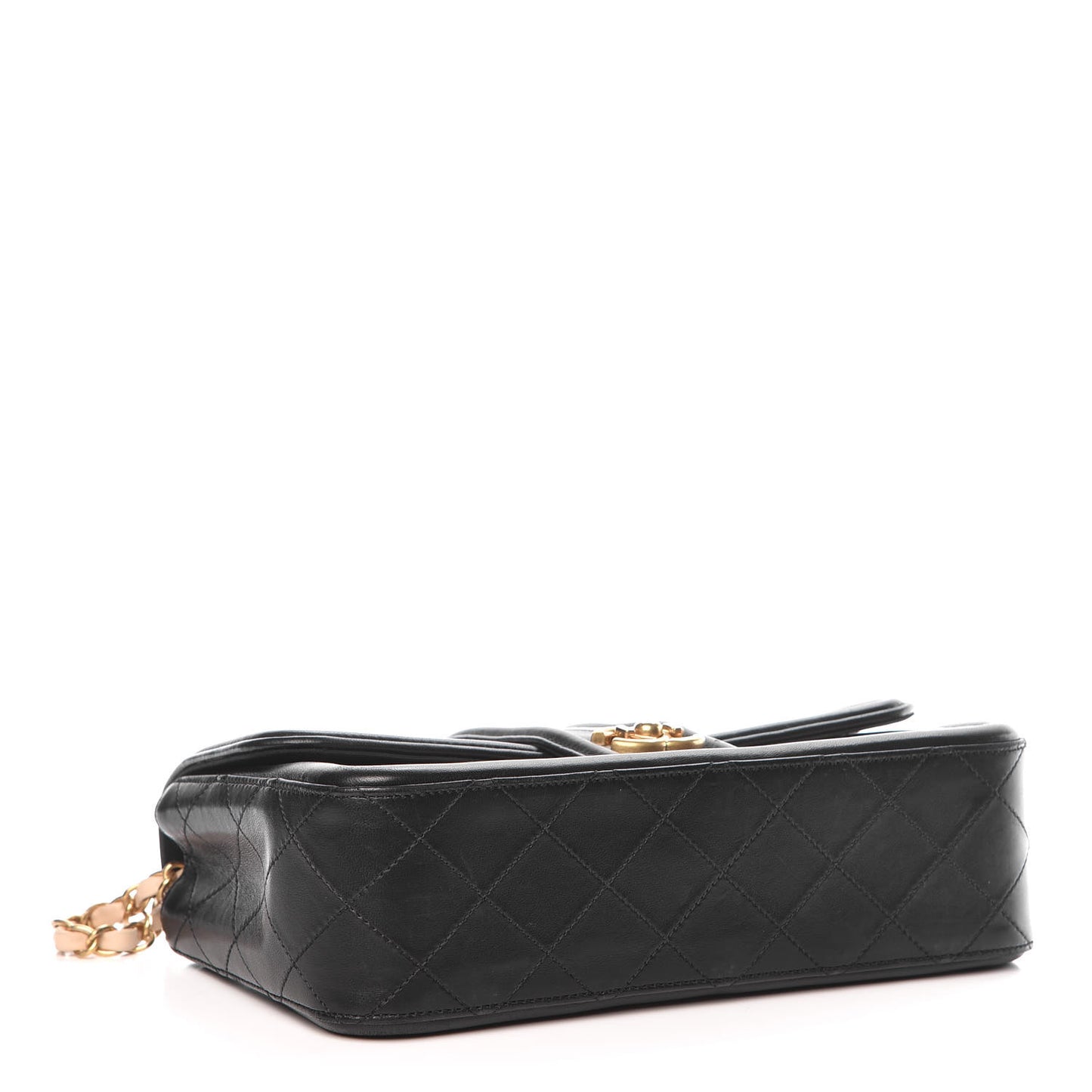 Lambskin Quilted Medium Elegant CC Flap Beige Black