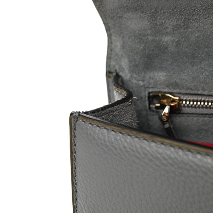 Valentino Garavani Pebbled Calfskin Small Glam Lock Rockstud Flap Gray 7 of 13