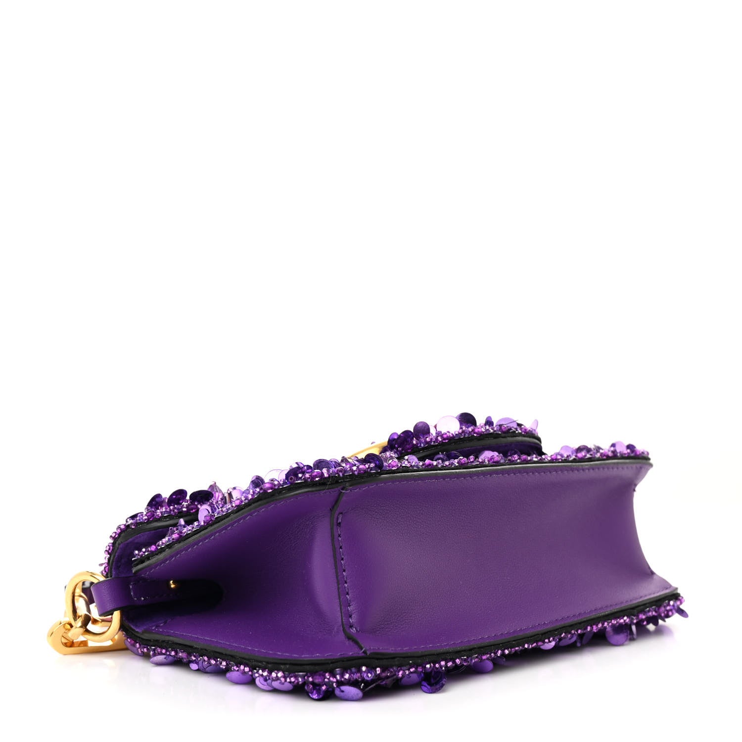 Valentino Garavani Sequin Crystal Vlogo Embroidered Small Loco Shoulder Bag Astral Purple 4 of 10