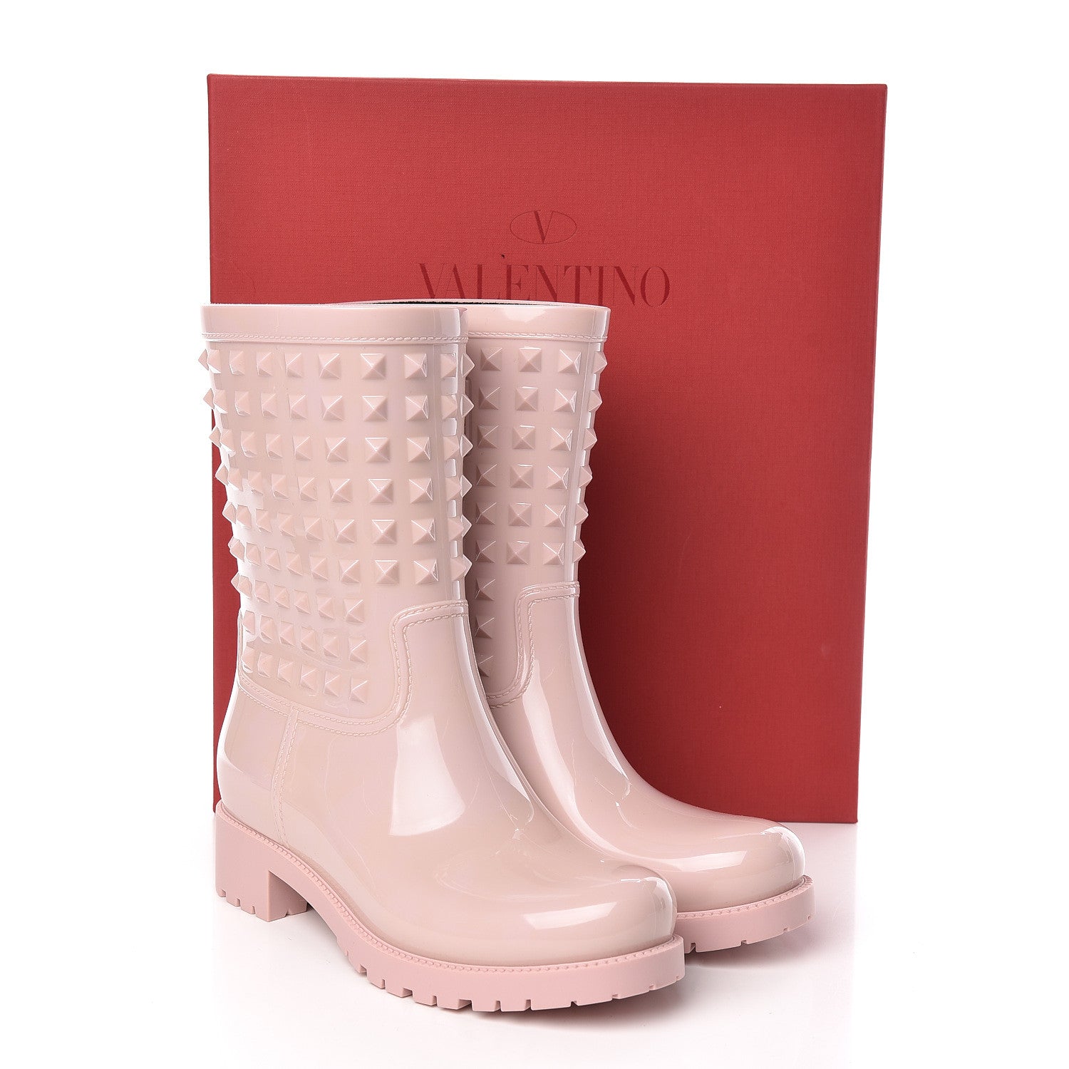 Valentino Garavani Rubber Rockstud Short Rainboots 38 Water Rose 8 of 8