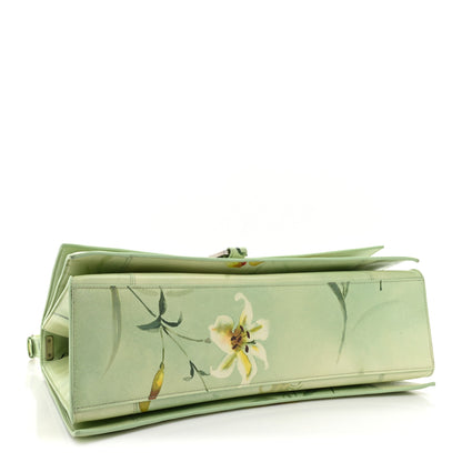 Balenciaga Shiny Paper Calfskin Floral Printed Large Crush Sling Bag Green 4 of 17