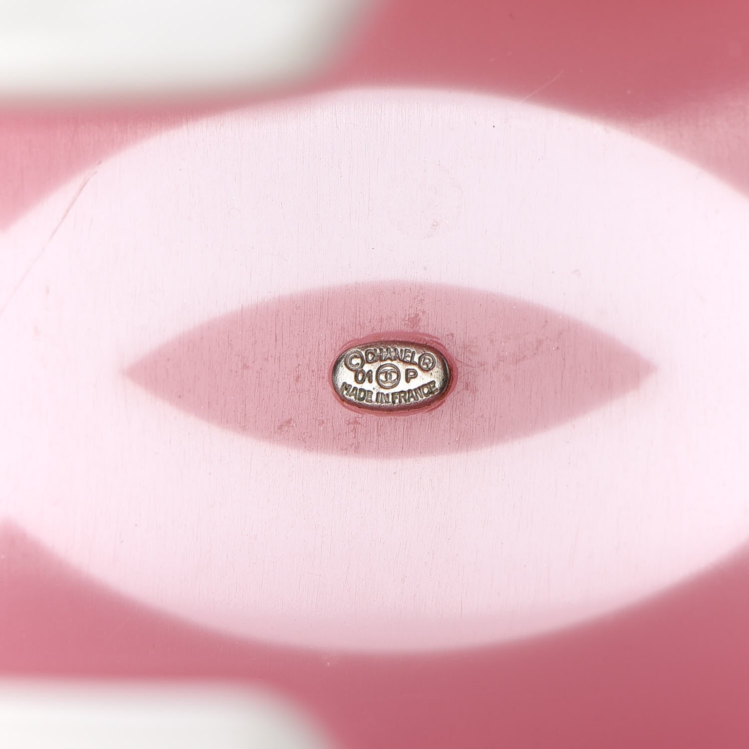Chanel Resin CC Wide Cuff White Pink 4 of 6