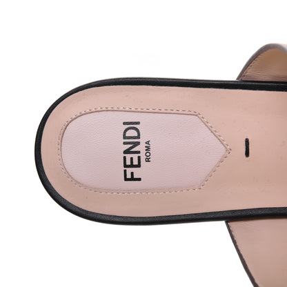 Fendi Vitello FF Embossed Buckle Flat Mules 37 Maya Black 7 of 8