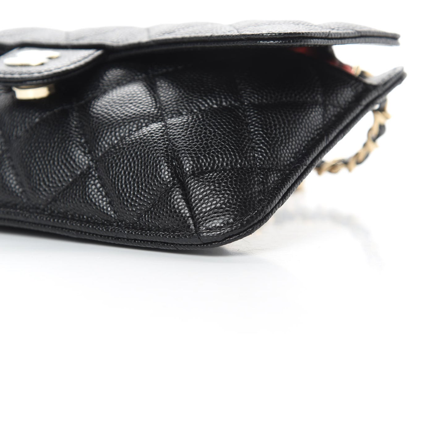 Caviar Fabric Quilted Foldable Tote With Chain Black Multicolor