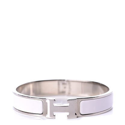 Hermes Enamel Narrow Clic Clac H Bracelet GM White 1 of 4
