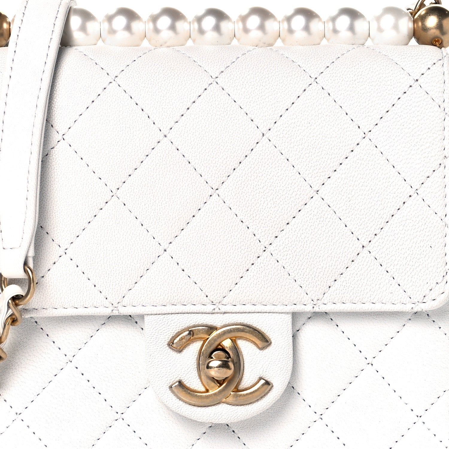 Chanel Lambskin Quilted Chic Pearls Flap White 8 of 12