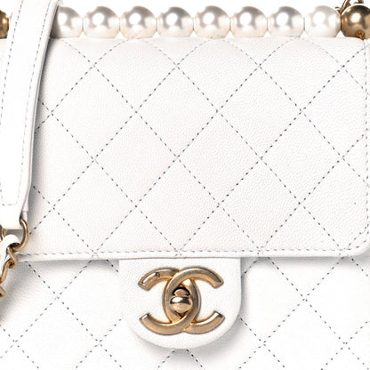 Chanel Lambskin Quilted Chic Pearls Flap White 8 of 12