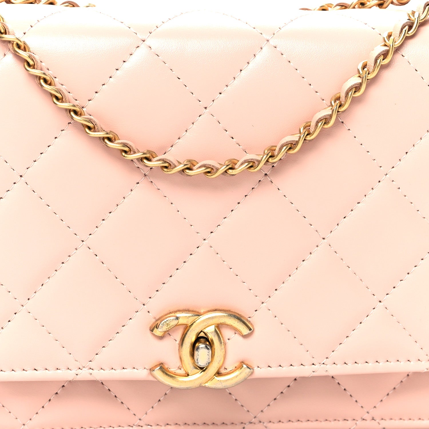 Chanel Calfskin Quilted Perfect FIt Wallet On Chain WOC Light Pink 9 of 12