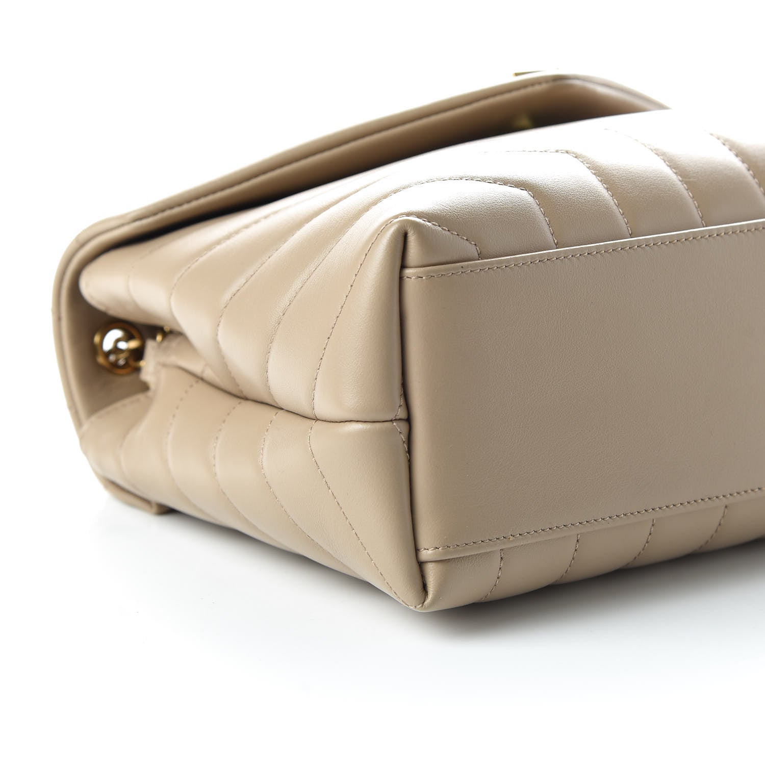 Saint Laurent Calfskin Y Quilted Monogram Small Loulou Chain Satchel Dark Beige 6 of 9