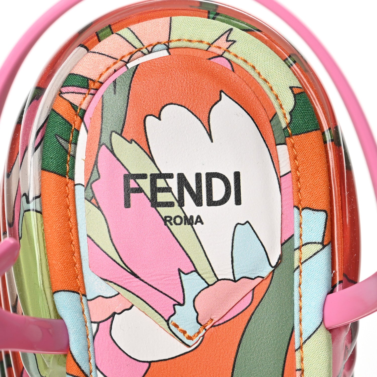 Fendi Fabric Calfskin Promenade Slingback Sandals 38 Arancio Multicolor Lipstick 7 of 9