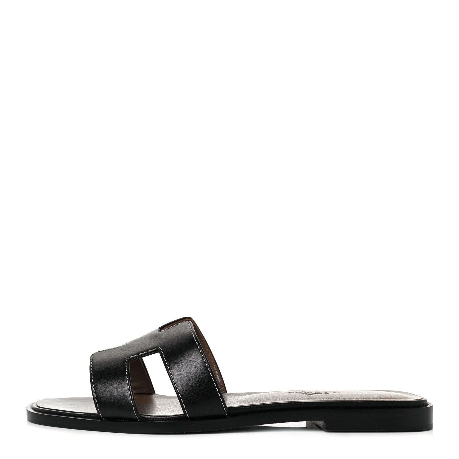 Hermes Box Calfskin Oran Sandals 36 Black 1 of 9