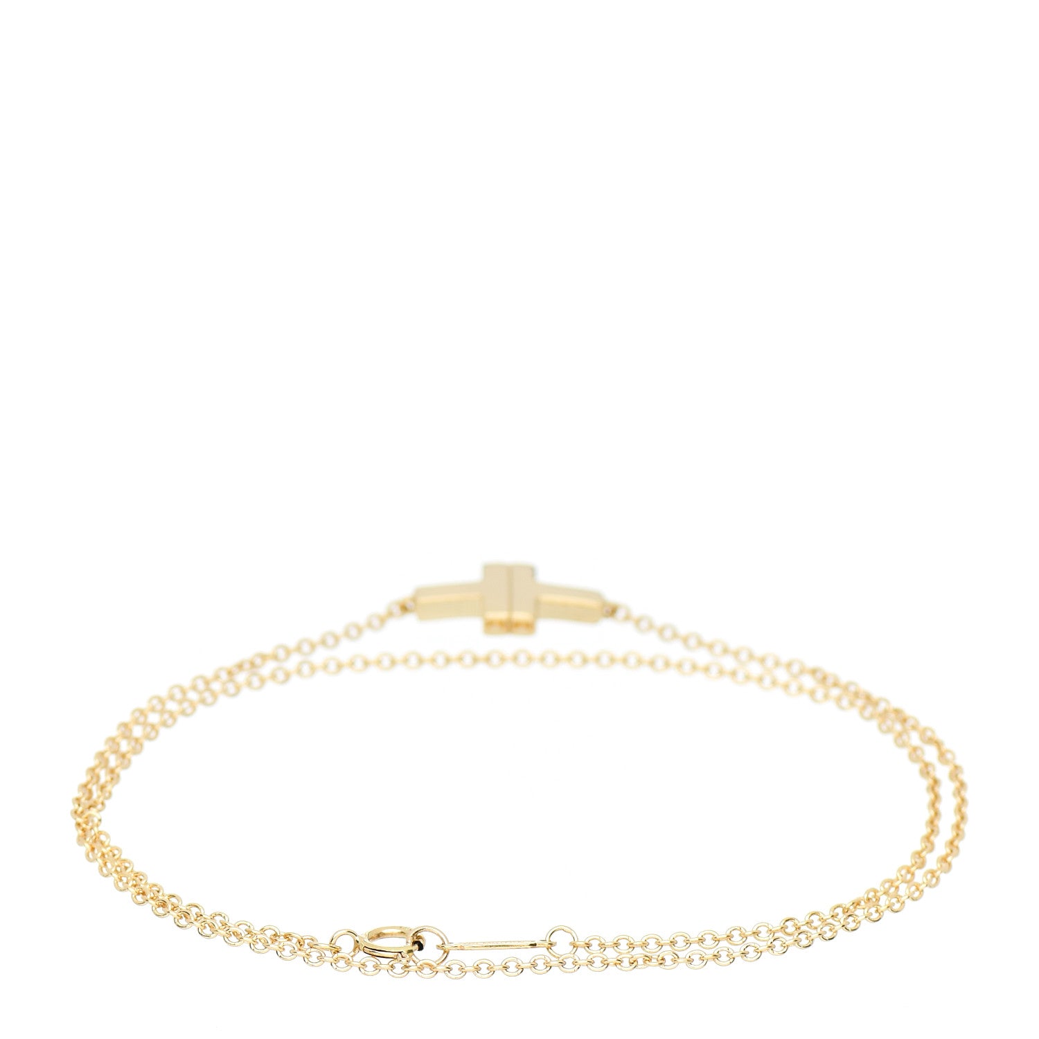 Tiffany 18K Yellow Gold T Double Chain Bracelet 2 of 3