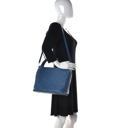MCM Calfskin Ottomar Monogram Large Klara Hobo Luft Blue 2 of 14