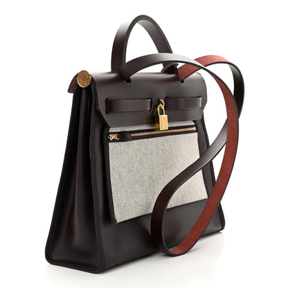Hermes Toile H Berline Vache Hunter Herbag Zip 31 PM Rouge Sellier 4 of 10