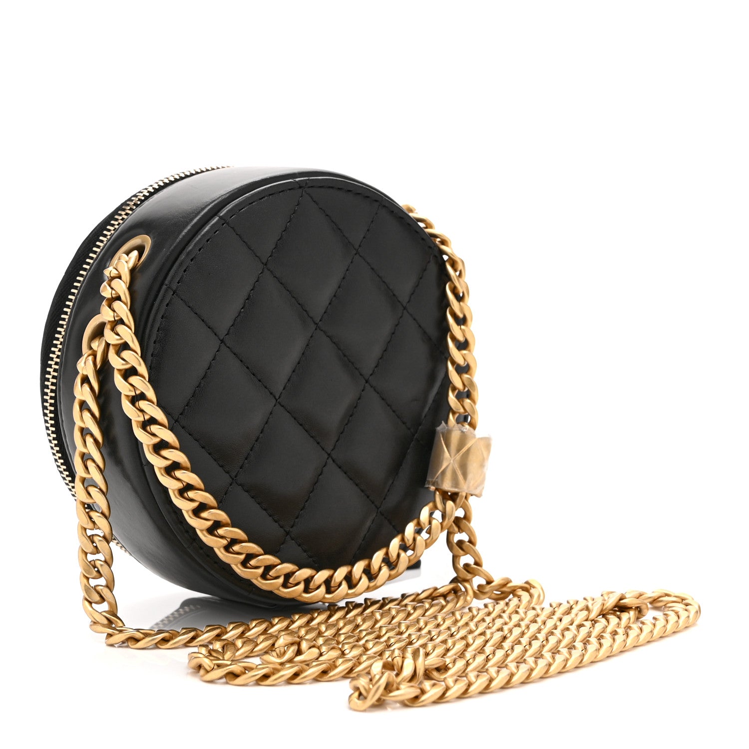 Chanel Lambskin Quilted Pillow Crush Round Clutch With Chain Black 3 of 10