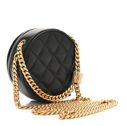 Chanel Lambskin Quilted Pillow Crush Round Clutch With Chain Black 3 of 10