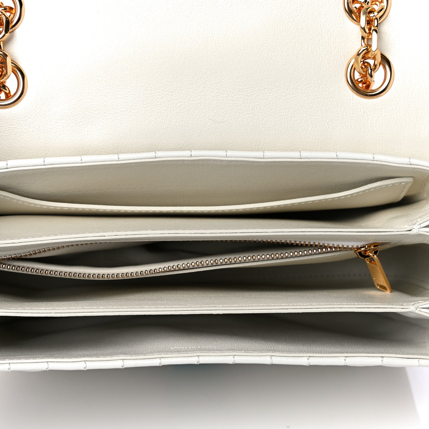 Calfskin Quilted Medium C Bag White