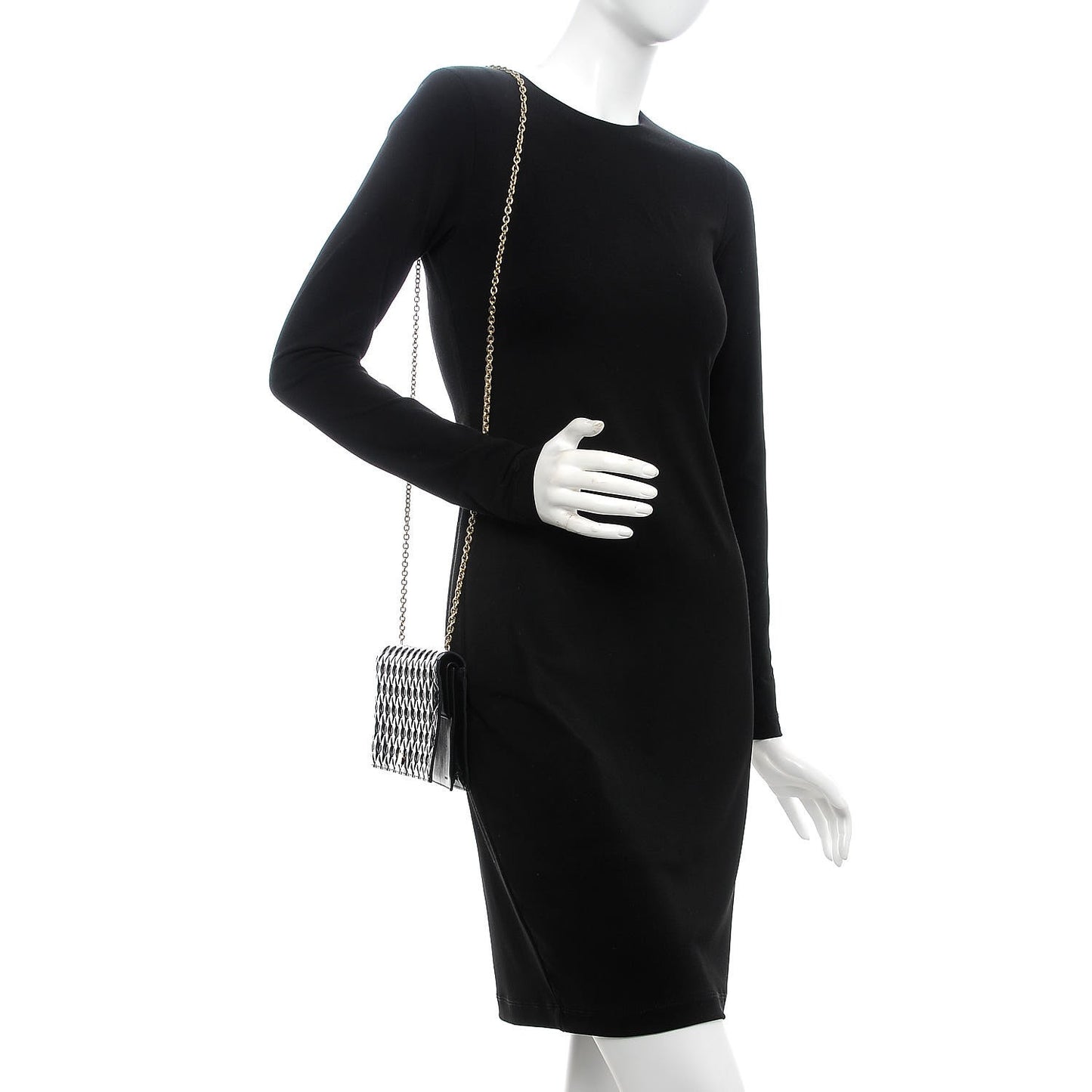 Patent Fendilicious Embossed Quilted Wallet On Chain Black