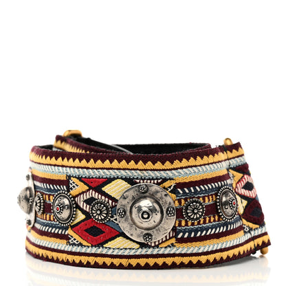 Christian Dior Canvas Embroidered Studded Bohemian Shoulder Strap Yellow 2 of 5