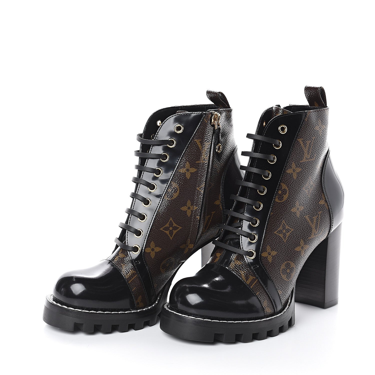 Louis Vuitton Patent Calfskin Monogram Star Trail Ankle Boots 39 Black 3 of 6