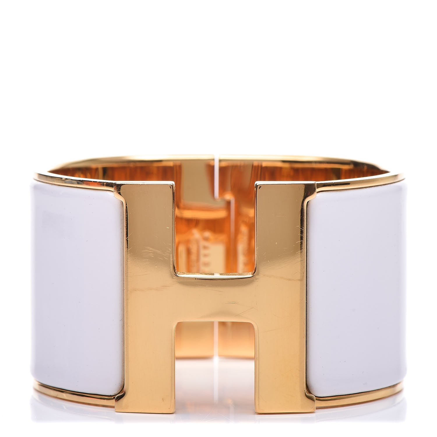 Hermes Enamel Extra Wide Clic Clac H Bracelet PM White 1 of 6