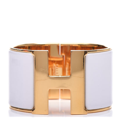 Hermes Enamel Extra Wide Clic Clac H Bracelet PM White 1 of 6