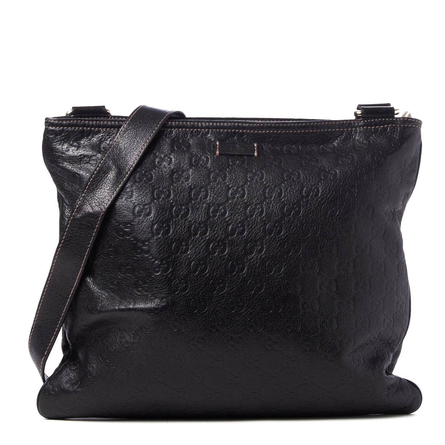 Guccissima Medium Flat Messenger Bag Black
