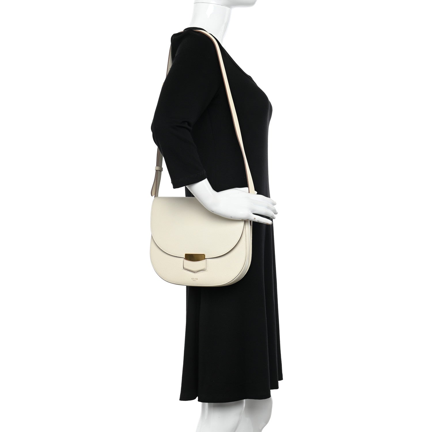 Celine Grained Calfskin Medium Trotteur White 2 of 10