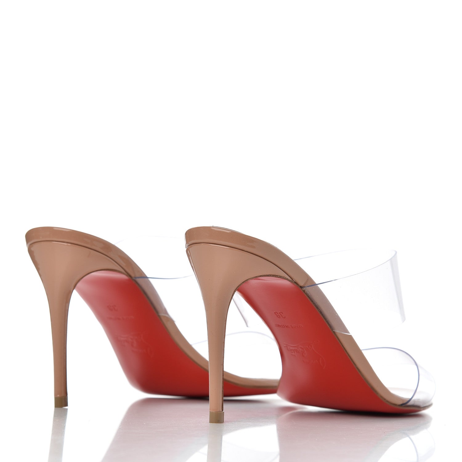 Christian Louboutin Patent PVC Just Nothing 85 Slide Sandals 38 Nude 4 of 9