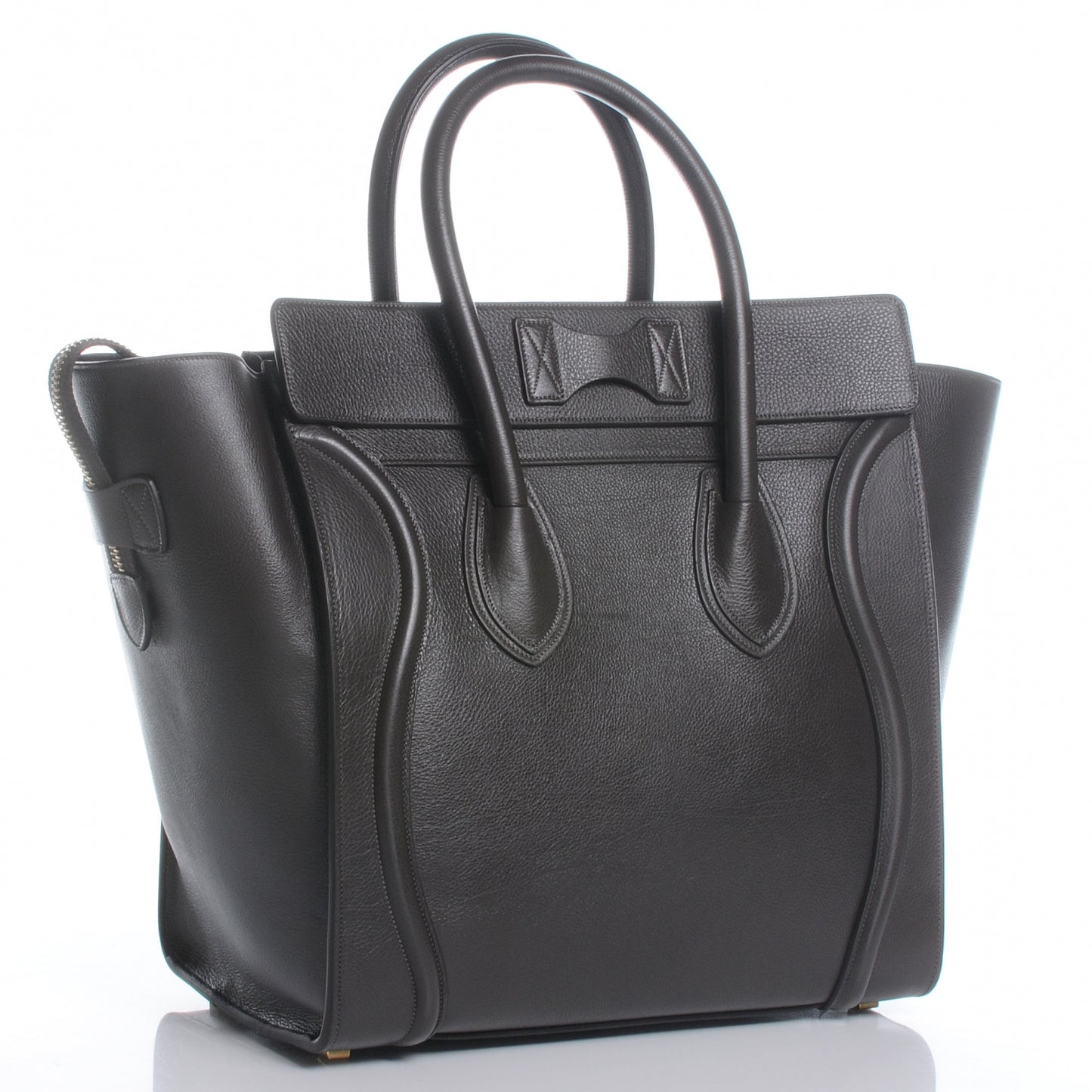 Drummed Calfskin Mini Luggage Bag Anthracite