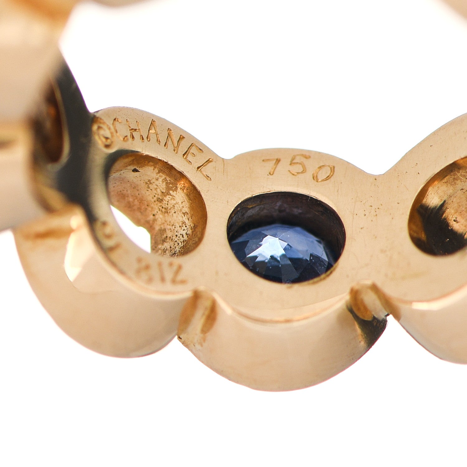 Chanel 18K Yellow Gold Blue Sapphire Coco Band Ring 50 5.25 3 of 3