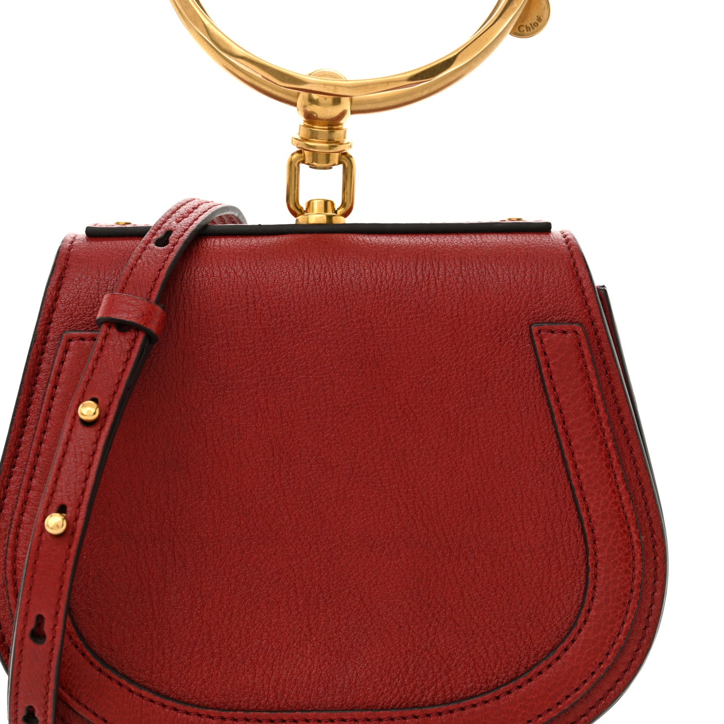 Calfskin Suede Small Nile Bracelet Bag Intense Red