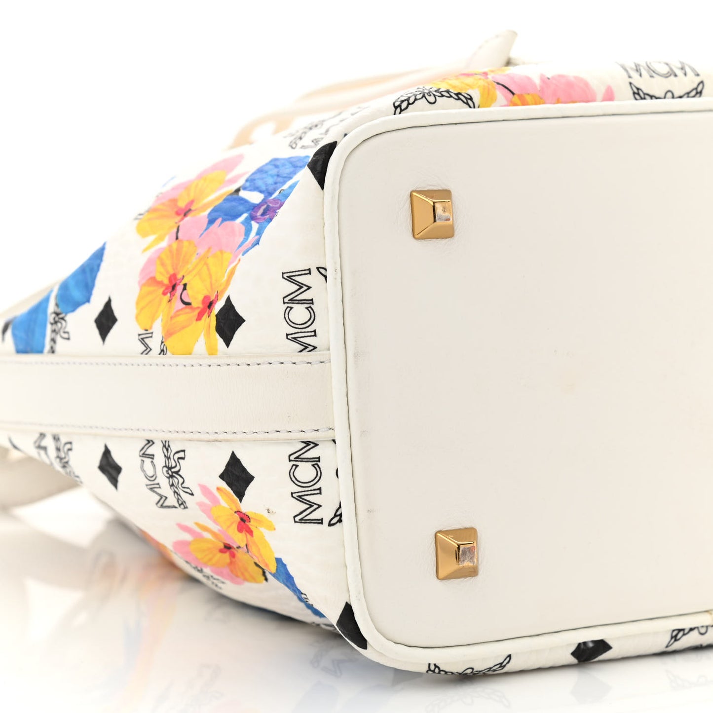 Visetos Floral Print Small Drawstring Bucket Bag White