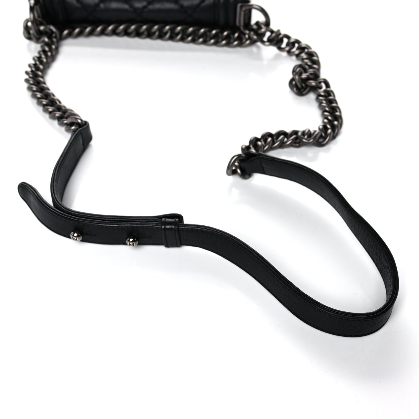 Calfskin Double Stitch Small Boy Flap Black