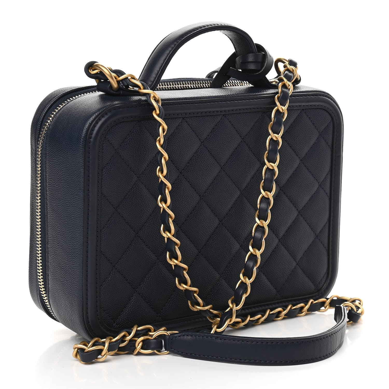 Chanel Caviar Quilted Medium CC Filigree Vanity Case Navy 2 of 8