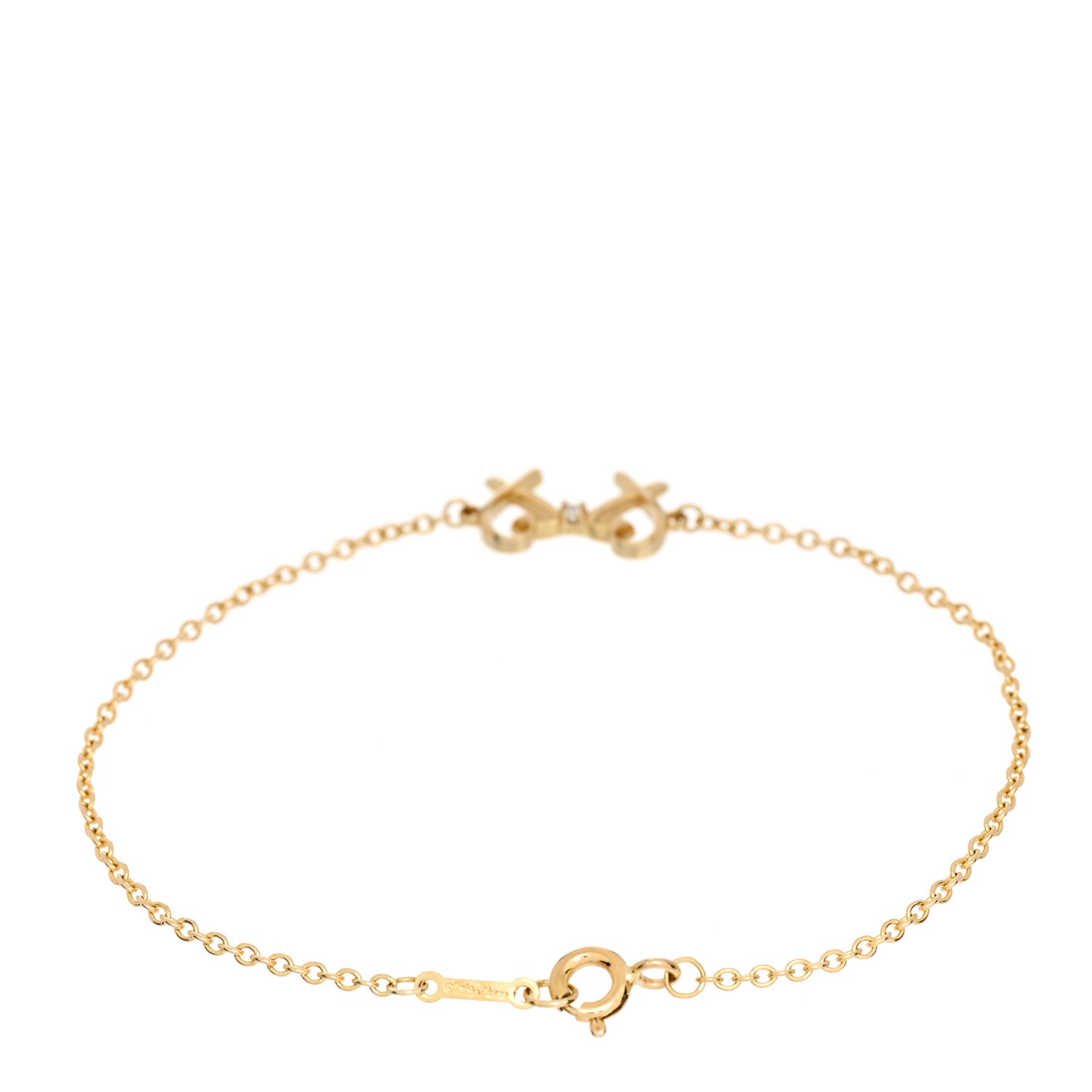 Tiffany 18K Yellow Gold Diamond Double Loving Heart Bracelet 2 of 4