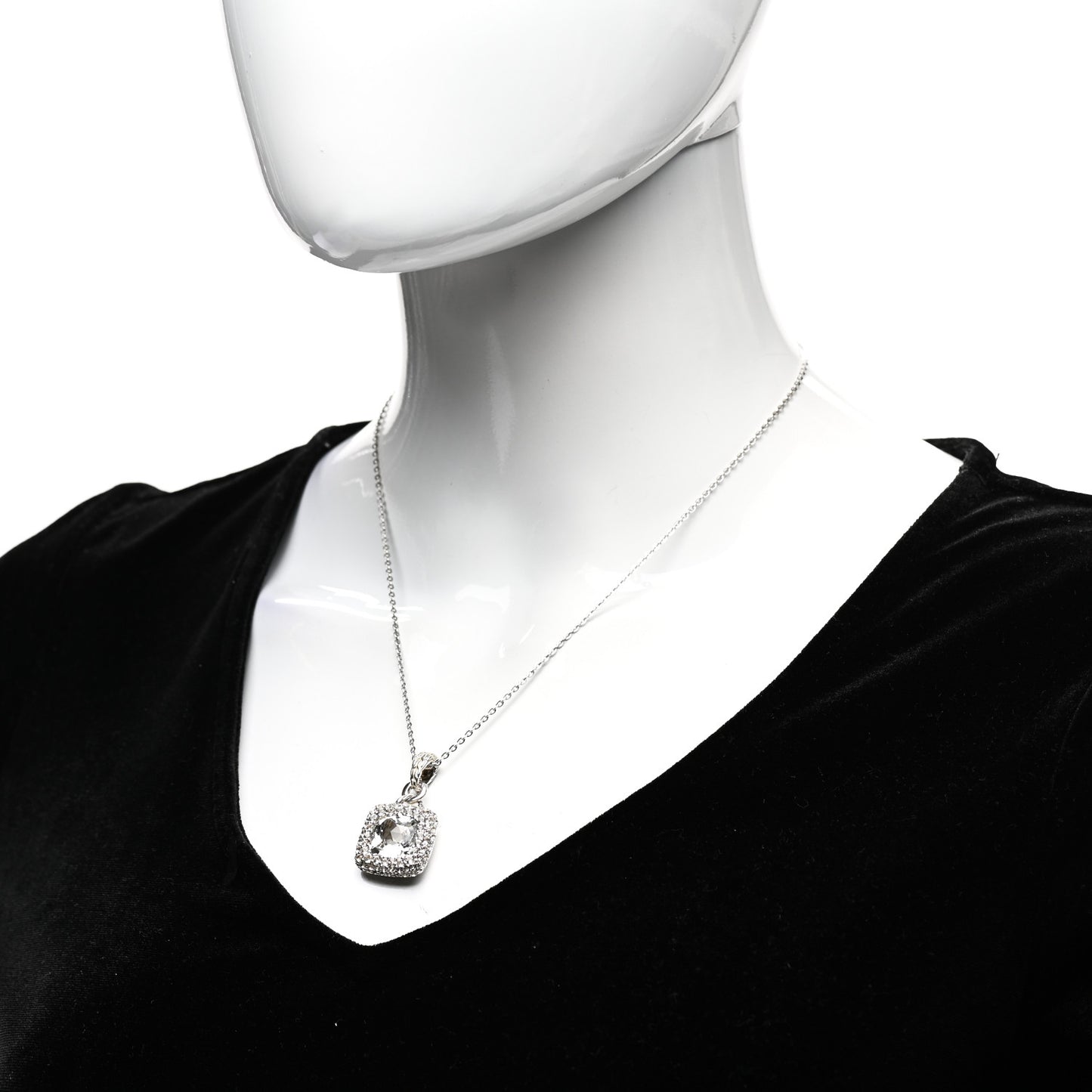 Sterling Silver White Topaz Batu Klasik Pendant Necklace