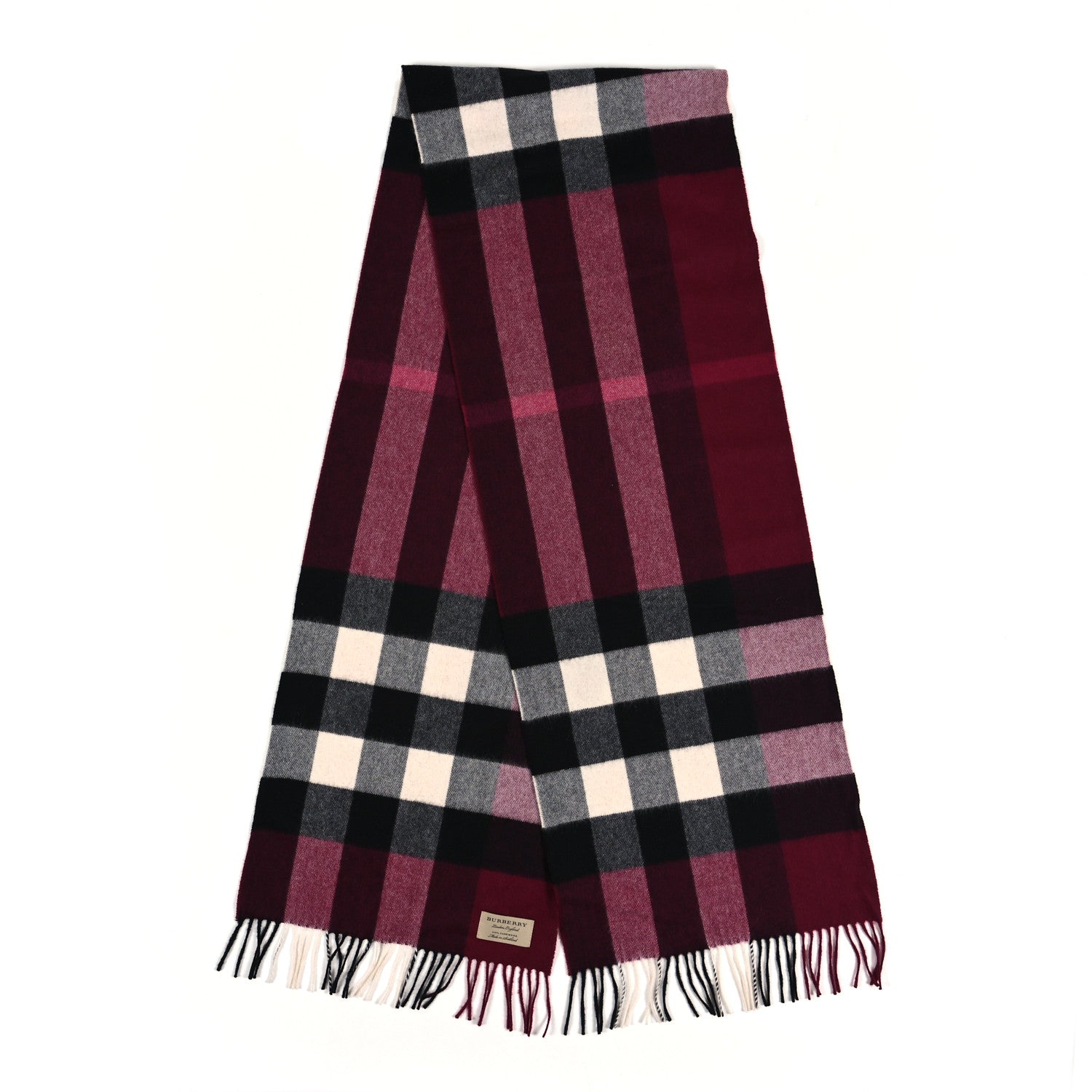 Burberry Cashmere Mega Check Fringe Scarf Red 2 of 3