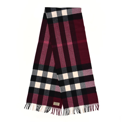Burberry Cashmere Mega Check Fringe Scarf Red 2 of 3