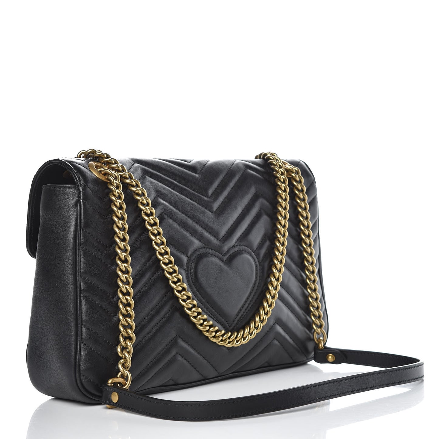 Calfskin Matelasse Medium GG Marmont Shoulder Bag Black